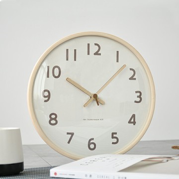 北歐簡約風掛鐘 簡約現代鐘表實木掛鐘客廳家用時尚創意靜音時鐘掛墻北歐輕奢