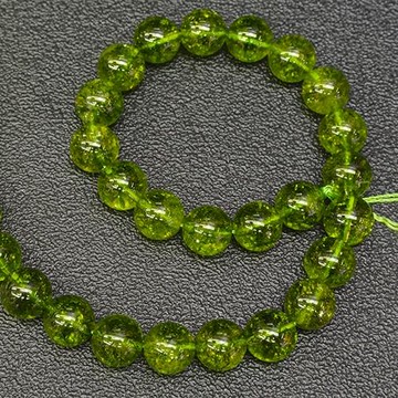天然優化橄欖晶水晶散珠橄欖石圓珠半成品 DIY手串珠手鏈項鏈飾品