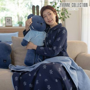 YVONNE 以旺傢飾 伯恩熊 隨行包紗毯-星夜藍