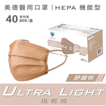【Medtecs 美德醫療】美德醫用口罩HEPA機能運動型-舒緩棕40入