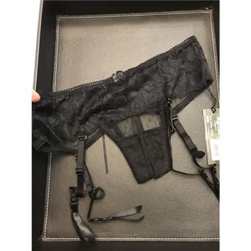 黑色玫紅色蕾絲吊襪帶丁字野性感免脫絲襪