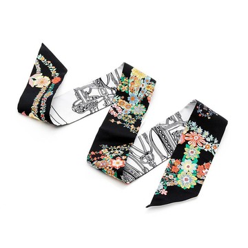 Hermes Brides de Gala en Fleurs Twilly絲巾(黑白) (H064220S 08)