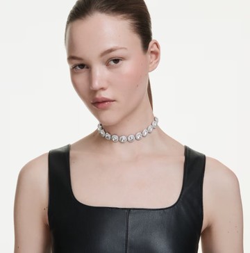 【Swarovski 施華洛世奇】Una Angelic 頸鍊 (白色 鍍白金色)(5733194)