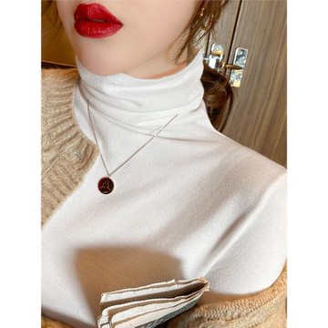 堆堆高領長袖修身針織打底衫毛衣女裝春季2025新款法式慵懶風上衣