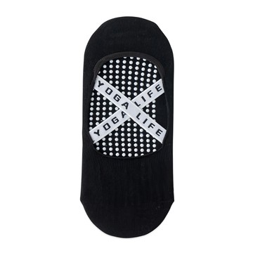 NicoFun 愛定做 交叉彈力帶止滑襪 女襪 FYK24YOGA02  22~24.5cm  黑色