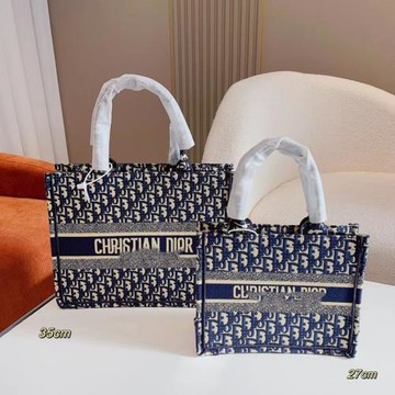 D家經典購物袋手提刺繡包包女購物袋女托特包時尚大容量潮敞口包
