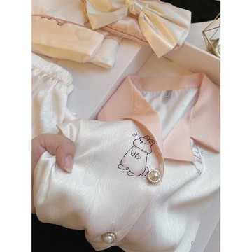 冰絲睡衣女2023新款夏季薄款開衫短袖長褲三件套裝網紅爆款家居服