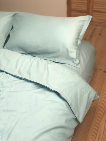 薄荷綠被套，天然100% 棉 સatin