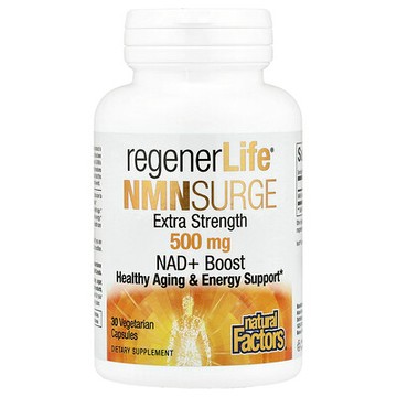 Natural Factors, RegenerLife®，β-煙酰胺單核苷酸激增，特強型，500 毫克，30 粒素食膠囊