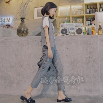 美品⭐️P&D、レディースセットアップスーツ、ストライブ柄、40L/42XL ストライプ柄 スーツベスト レディース 40代 スーツジャケット