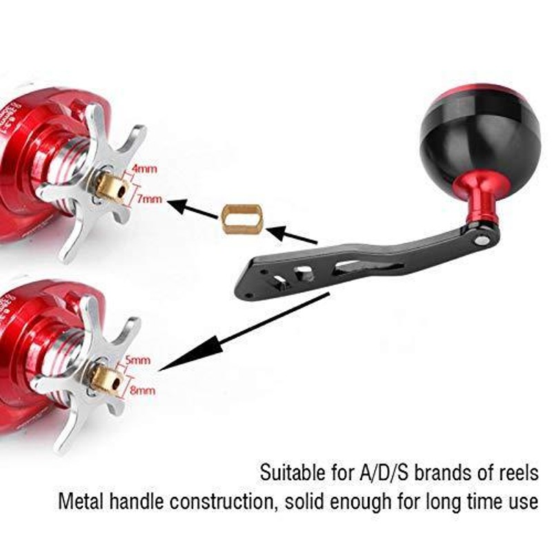 スピニングリールハンドルノブ フィッシングリールパワーハンドルノブ スピニングリール/ベイトリールハンドルノブ メタル材質 軽量 釣り楽しみ(黒+赤)