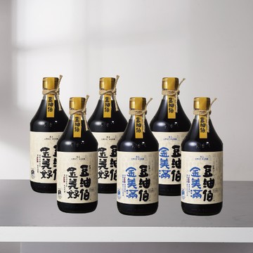豆油伯 無添加糖釀造醬油6瓶裝(金美好/金美滿500ml各3瓶)