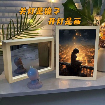 客制化镜子灯光画 LED发光镜子夜灯 相片定制 情侣礼物 房间布置 卧室氛围灯 生日礼物 圣诞交换礼物 桌面摆饰