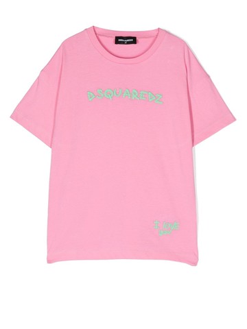 Dsquared2 Kids - Maglietta logo-embroidered T-shirt - kids - Cotton - 12 yrs - Pink