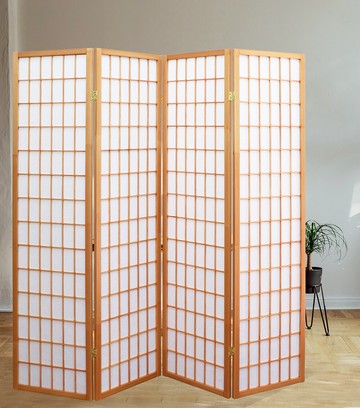 和風日式方格四片式實木屏風/玄關屏風/日式屏風-原木色-178cm(PT802)-台灣製 全球生活家