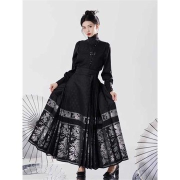 潮牌新中式上衣不規則立領緞面