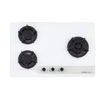 (含標準安裝)櫻花【G2633GW】三口大面板易清檯面爐 瓦斯爐-白色