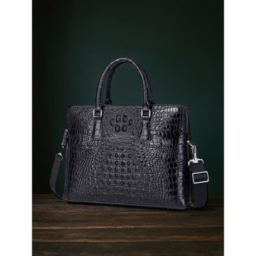 輕奢鱷魚皮男包真皮高端商務百搭皮包男款公務包手提包男士公文包