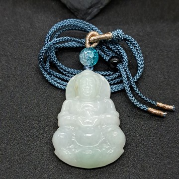 飄綠翡翠寶瓶觀音菩薩項鍊 | 天然緬甸玉翡翠A貨 | 送禮