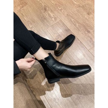 秋冬新款氣質法式小踝靴高級感真皮韓系洋氣炸街小短靴瘦瘦靴女