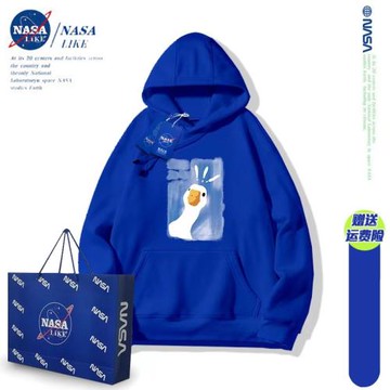 NASA聯名克萊因藍衛衣女新款2024春秋季加絨情侶oversize外套上衣