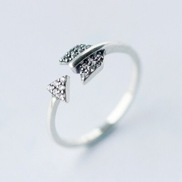 925純銀戒指鑲鑽開口戒-時尚復古邱比特之箭情人節生日禮物女飾品73dt769【獨家進口】【米蘭精品】