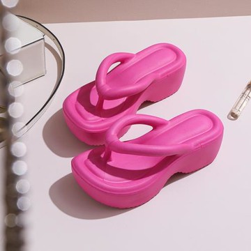 趙露思同款拖鞋夾趾松糕厚底人字拖女夏外穿沙灘防水涼拖潮牌居家