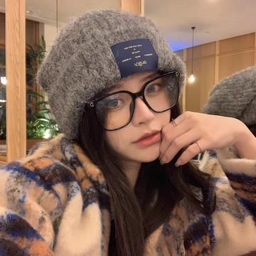 免運🔮冬日新秀!顯臉小羊毛毛線帽女秋冬韓版百搭針織帽子女大頭堆堆帽 堆堆帽 針織帽 冷帽 月子帽 針織帽 包頭帽 雪帽