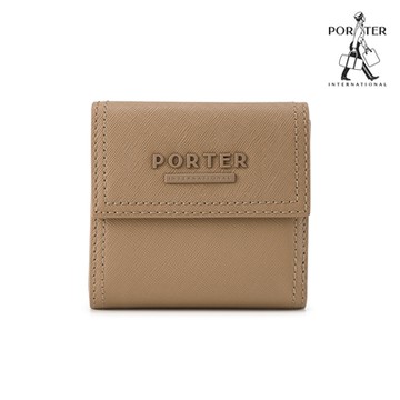 PORTER INTERNATIONAL- 堅毅自信AVENUE真皮三折零錢短夾 - 棕褐