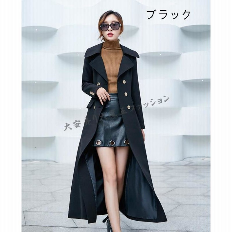 トレンチコート ロング レディース ファッション コート 秋 春 20代 30代 40代 50代 女性 カジュアル 重ね着風トレンチコート ジャケット ロング丈 RUIRUE BOUTIQUE レディース ロングコート ウールコート ウール