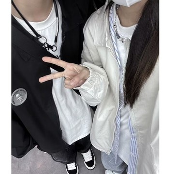 美式復古撞色拉鍊夾克男 秋季棒球服翻領上衣防風外套男