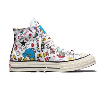 Converse Chuck 70 Hi 休閒鞋 男鞋 女鞋 帆布鞋 白彩色 三麗鷗 滿版 印花 高筒 A17696C