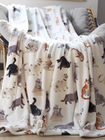 出口可愛貓咪毯子牛奶法蘭絨毯床單人學生宿舍毛毯子冬季鋪床上用