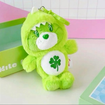 限量預購【遊戲家】Care Bears 彩虹熊  鑰匙圈 恐龍裝彩虹熊 彩虹熊娃娃 彩虹熊吊飾 彩虹熊掛件 - 草綠