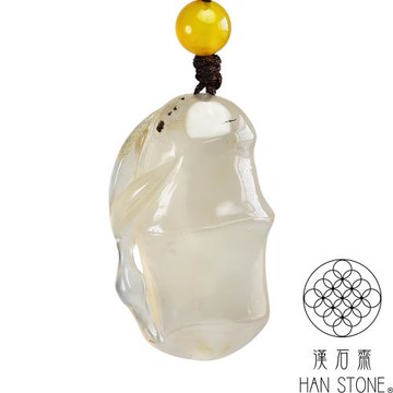 【漢石齋】天然玉髓 竹節玉珮吊墜 冰種(24*40*11mm)
