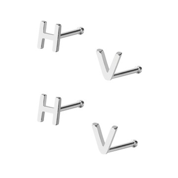 Brilliant Beauty 耀眼美人 快樂勝利銀色字母養耳棒醫療鋼 鈦鋼耳環  銀色