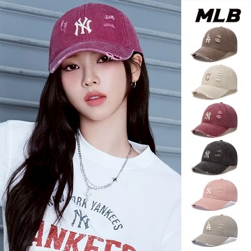 MLB 復古水洗刷破可調式軟頂棒球帽 道奇/守護者/洋基隊(3ACPVV34N-六款任選)【官方旗艦店】