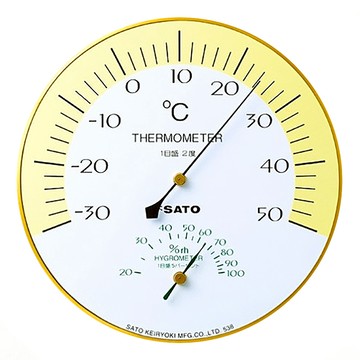 SK SATO 佐藤計量器 溫濕度計 壁掛式 150 x 32mm  白色 + 黃色  1個