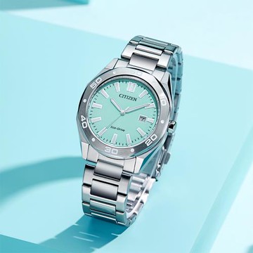 CITIZEN 星辰 光動能八角形格紋時尚腕錶/藍月款/41mm/BM7631-87M