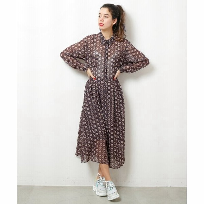 ダブルネーム レトロ柄シャツワンピース 通販 Lineポイント最大get Lineショッピング