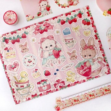 Cherish365【Happiness Strawberry Forest】拼貼紙 / collage paper 5入 CHO351