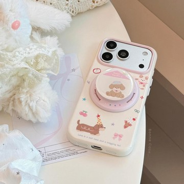 甜屋小狗磁吸支架適用18蘋果17pm手機殼iphone16可愛少女粉15軟套