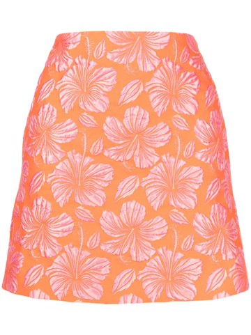 MSGM - floral-print mini skirt - women - Cotton/Polyester/Polyamide - 38 - Orange