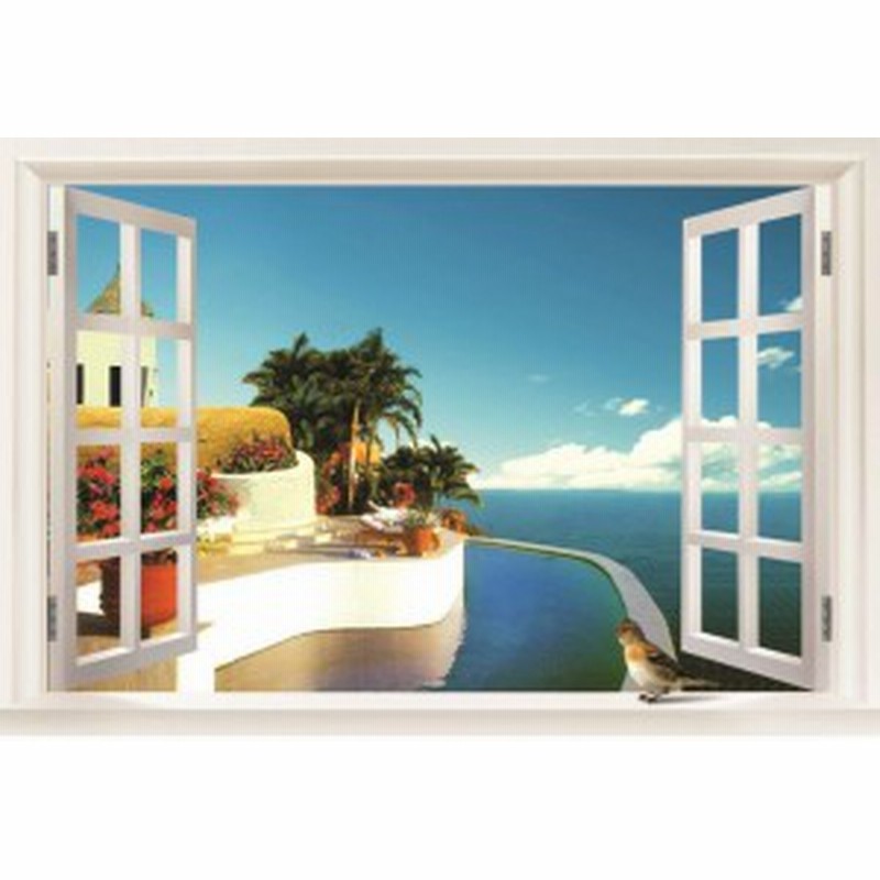 ウォールステッカー 窓 南国の海 壁紙 シール 賃貸ok はがせる 剥がせる Diy 模様替え インテリア シー マリン 空 スカイ ヤシの木 ウィ 通販 Lineポイント最大6 0 Get Lineショッピング