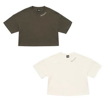 The North Face 北面 短袖上衣 女裝 短版 刺繡 灰褐/米白 NF0A8GW621L/NF0A8GW6QLI