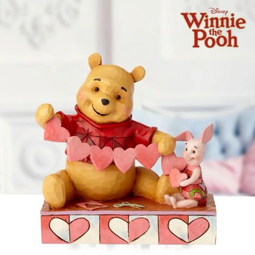 心意獻禮💕【Enesco】迪士尼 維尼與小豬 手作情人節愛心塑像【墊腳石】Disney 精品雕塑 擺飾
