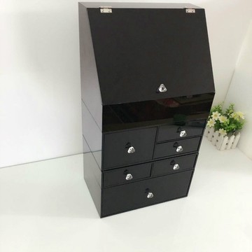 促銷大號黑色亞克力抽屜式防塵化妝品收納盒護膚品口紅桌面梳妝臺
