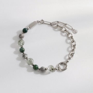 CONNY 海洋聯名 | 綠幽靈 水草瑪瑙 地圖石 | 男款水晶手鍊