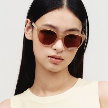 CARIN圓框太陽眼鏡/透棕框棕片#CELLY R C2