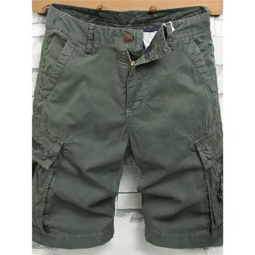 2025夏季戶外純棉多口袋工裝運動短褲男五分褲中褲大褲衩沙灘褲男